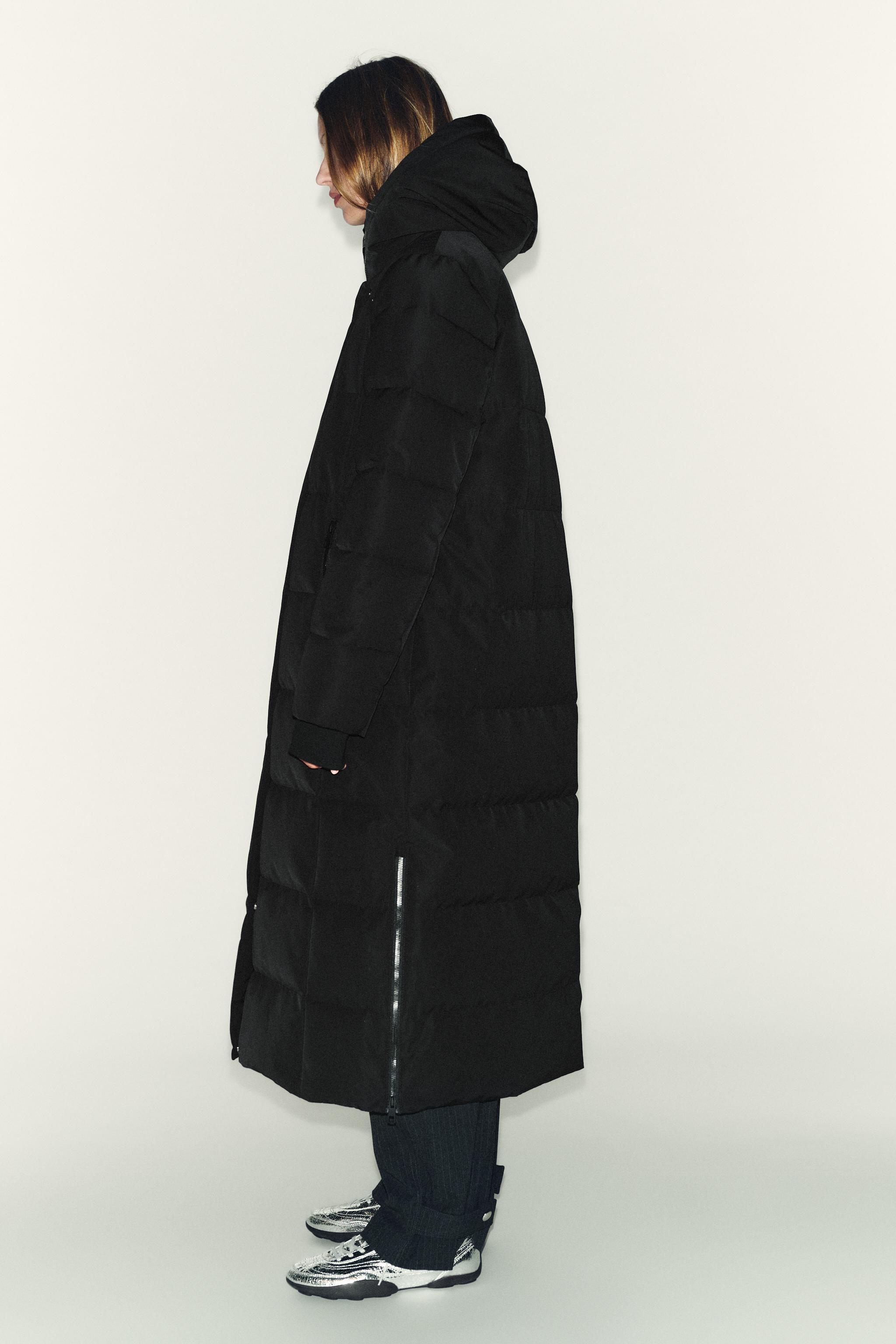 LONG WATER REPELLENT WINDPROOF HOODED DOWN COAT